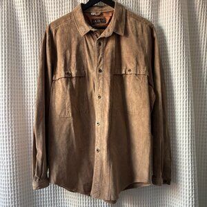 Vintage I. Magnin tan suede western rockabilly cowboy festival shirt men's XL